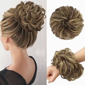 Messy Bun Hair piece, Messy Hair Bun Scrunchies for
Women Blonde & Medium Brown